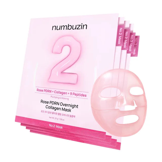 No.2 Rose PDRN Overnight Collagen Mascarilla Set (4 pcs)